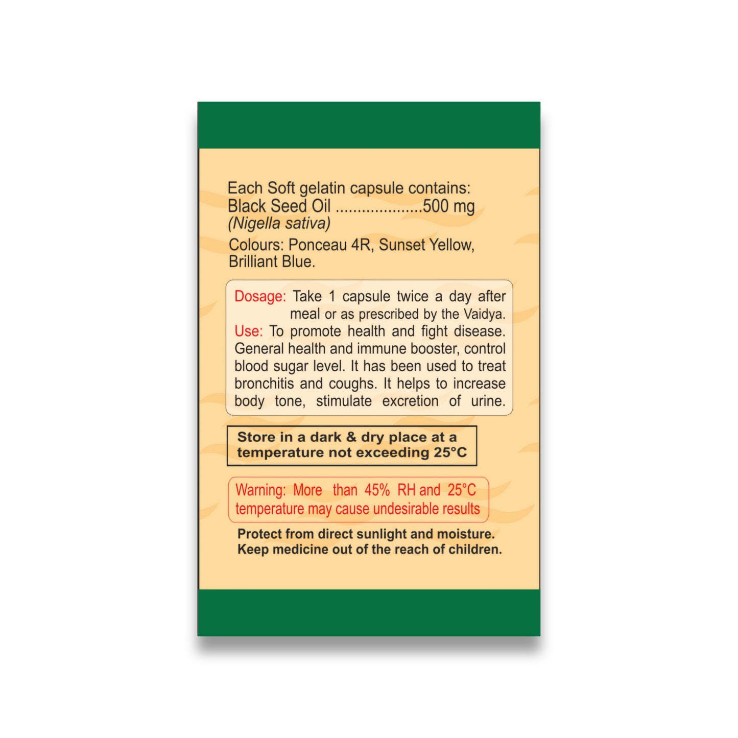 Black Seed Oil Softgel Capsules Box Back